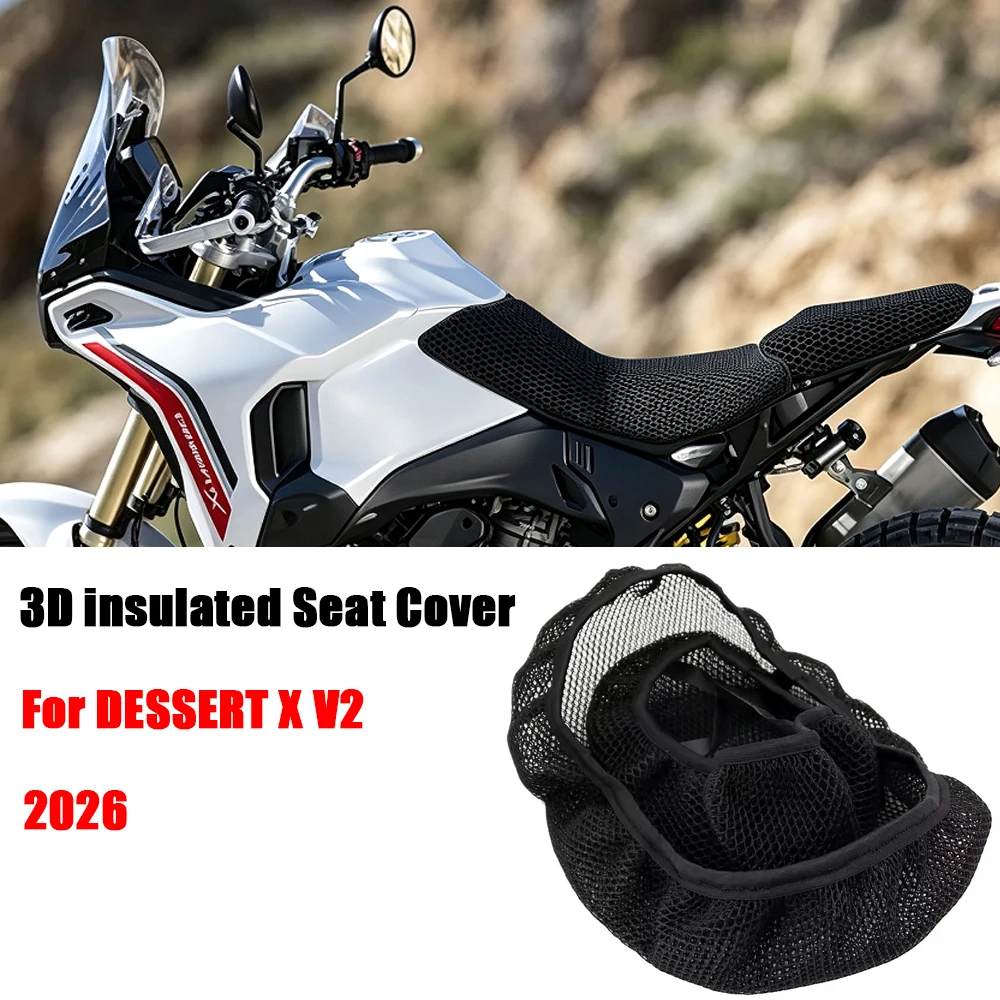 For DUCATI DESSERT X V2 2026 Motorcycle 3D Mesh Seat Cover DESSERTX V2 Breathable Airflow Cushion Waterproof Sunproof Saddle