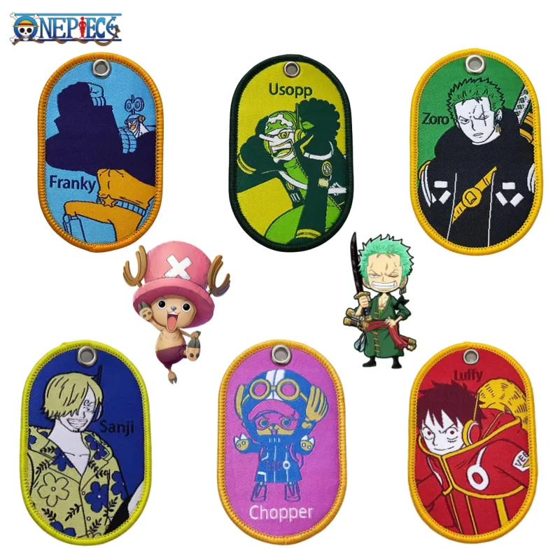 One Piece Luffy Zoro Sanji anime peripheral creative cartoon embroidery printed keychain backpack luggage decoration pendant