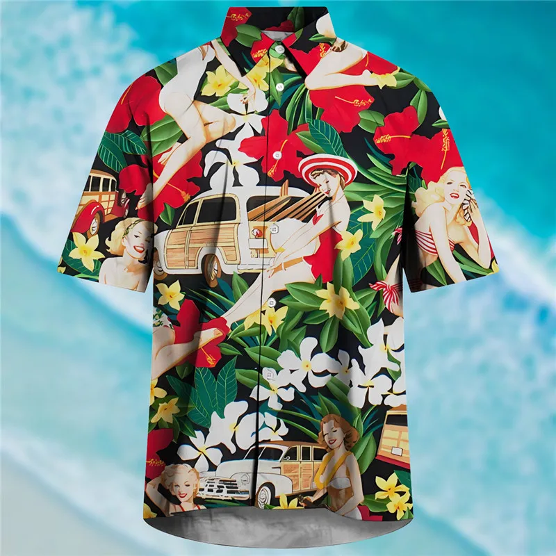 Hawaiian Men's Shirts Alien Short Sleeve Cuban Shirts 3d Summer Vacation Button Up Top for Men and Women New Streetwear Clothes