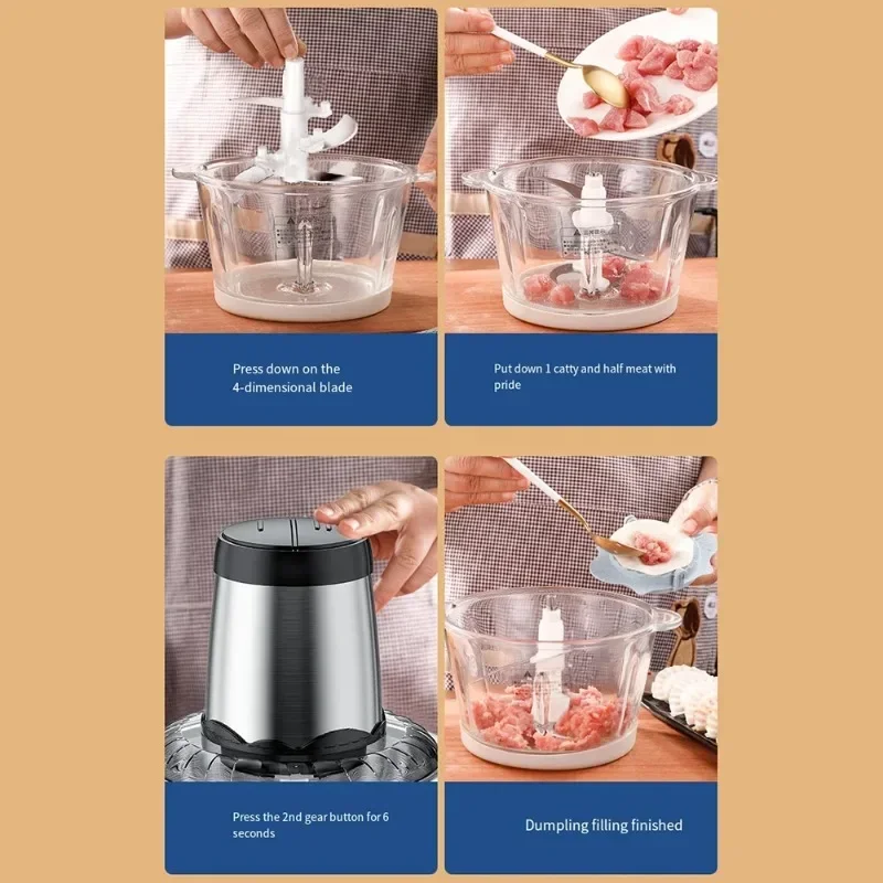 2L 3L مفرمة اللحم الكهربائية 220 فولت الفولاذ المقاوم للصدأ مفرمة اللحم خلاط المطبخ خلاط آلة المروحية معالجات الطعام مفرمة اللحم