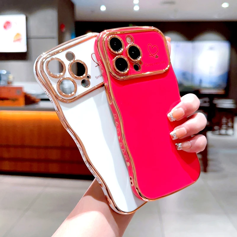 Funda de TPU suave chapada para iPhone 16 15 14 13 12 11 Pro Max Plus 15Pro 14Pro 13Pro iPhone15 iPhone14 iPhone13 iPhone11 Love Cover