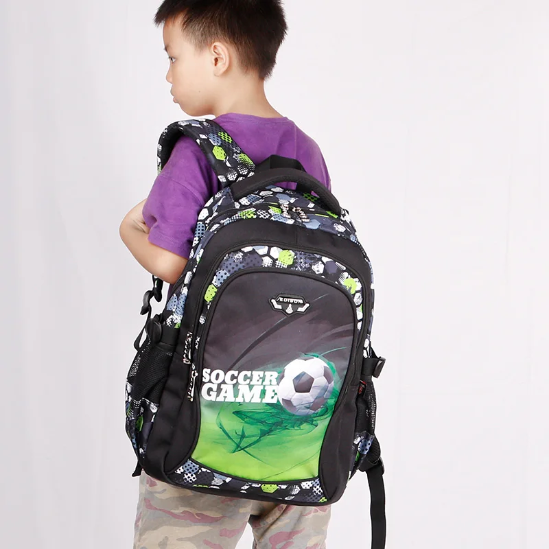 Mochila ortopédica con patrón de fútbol para niños, bolso escolar de hombro, de alta calidad