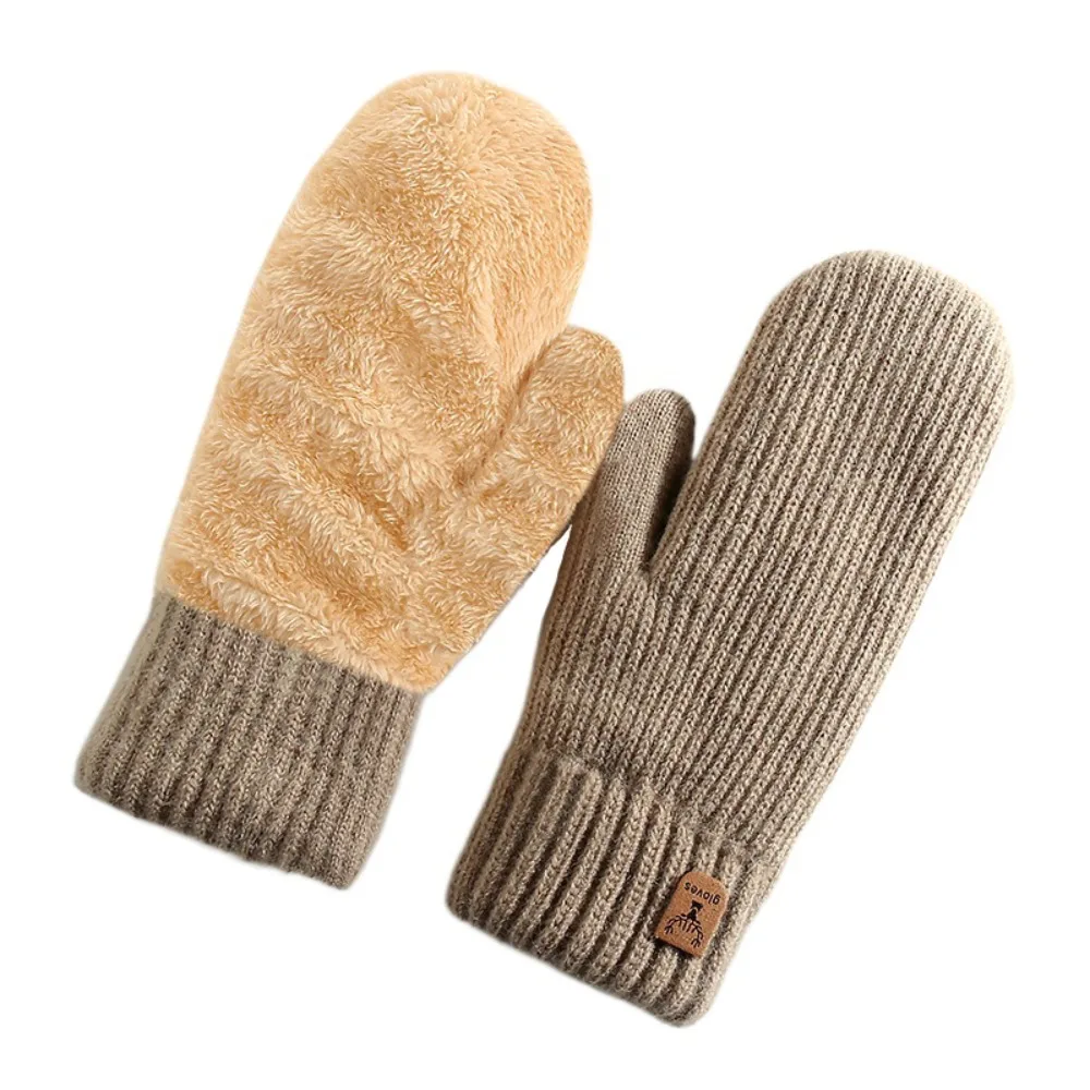 

Keep Warm Elasticity Full Finger Gloves Thickened Soft Warm Finger Mittens Double Layer Warm Knitted Gloves Cold Outdoor