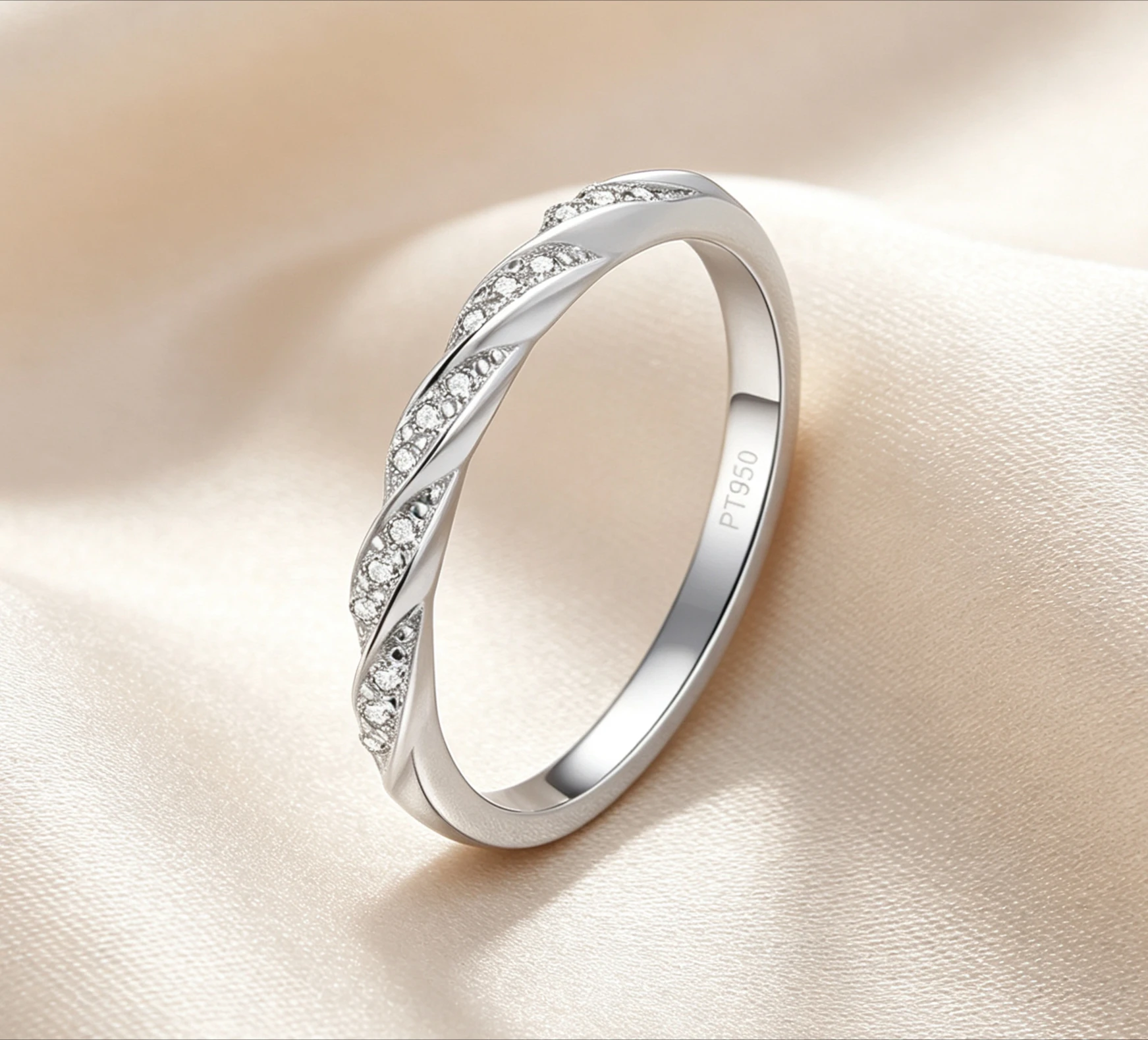 PT950 Platinum Starry Sky Women Rings 0.12ct Moissanite Diamond Tail Ring Girlfriend Birthday Gift Fi  birthday gift