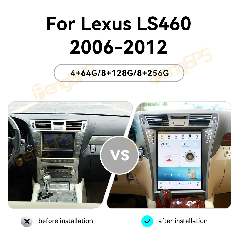 12.1 Inch Android 13 CarPlay Car Radio For Ford Lexus LS460 2006-2012 Touch Screen Multimedia Player GPS Navigation Head Unit