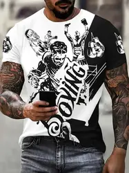 Summer Short sleeved Men's Sports T shirts 3D Print Boxing Fight Training Clothing Oversized Short sleeve T-shirt Top O-Neck Tee