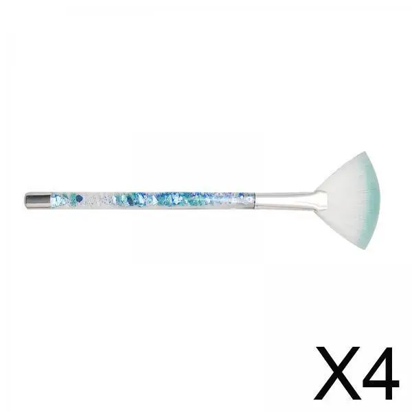 4x Pędzel do makijażu w kształcie wachlarza, pędzel kosmetyczny, wygodny, ergonomiczny uchwyt, komfortowy pędzel do rozświetlania twarzy, pędzel dla kobiet, dziewczyny