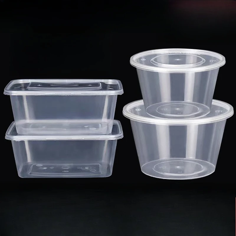 

Одноразовые пищевые контейнеры Прямоугольные круглые пластиковые коробки на вынос с крышками Утолщенные пищевые прозрачные