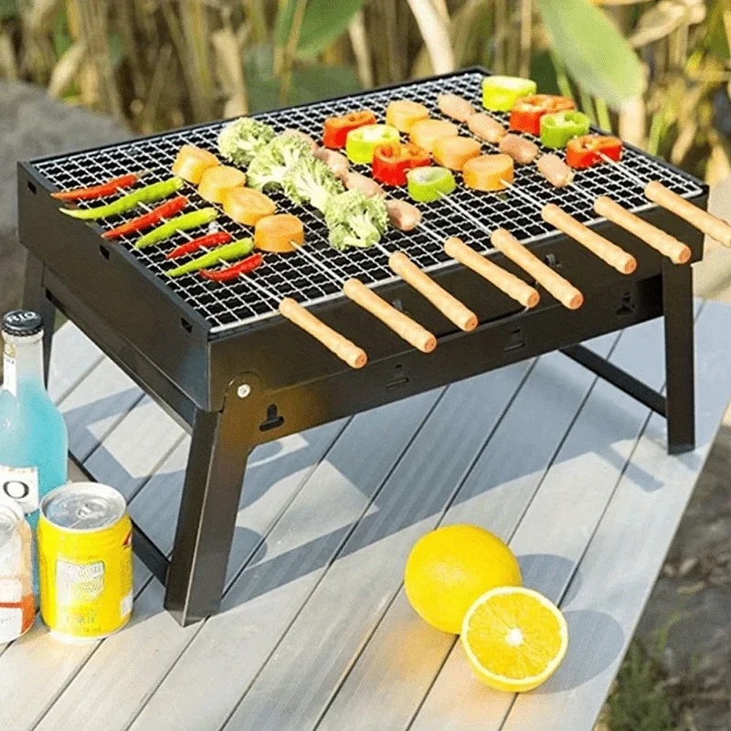 10PCS Stainless Steel Barbecue Skewer Reusable BBQ Skewers For Outdoor Camping Picnic Cooking Tools BBQ Supplies