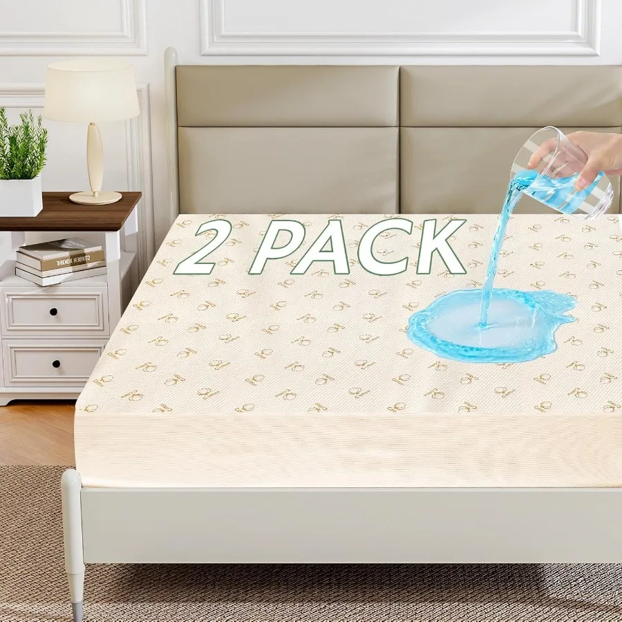 

2 Pack Waterproof Mattress Protector Twin Size with Breathable Cotton Fabric for Enhanced Comfort 200 GSM Thickness Deep Pocket
