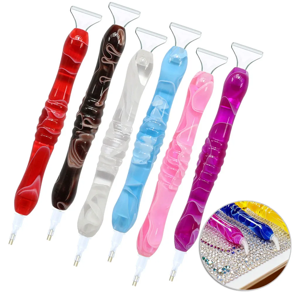 5D Resin Diamond Painting Pen With 6pcs Plastic Replacement Pen Heads Point Drill Pens DIY Art Crafts Diamond Painting