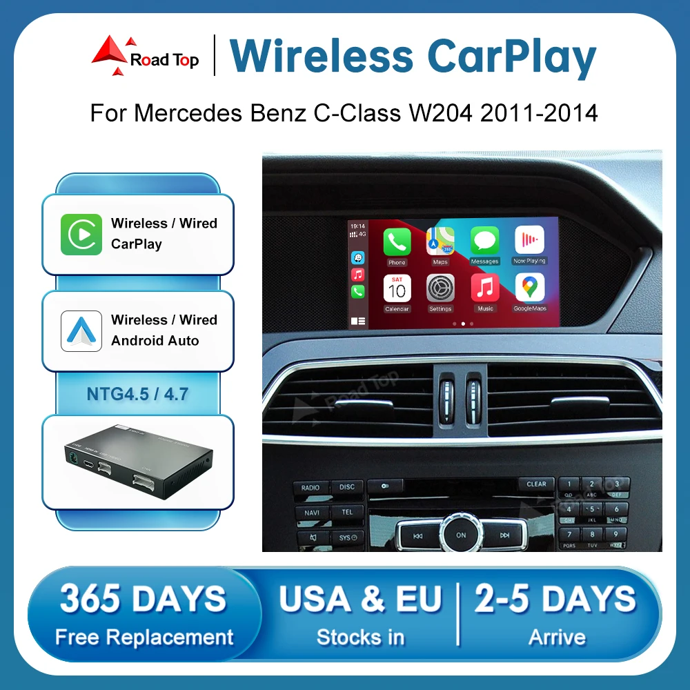 

Road Top Wireless CarPlay Android Auto for Mercedes Benz C Class W204 NTG4.5/4.7 2011-2014 with Mirror Link AirPlay Car Play