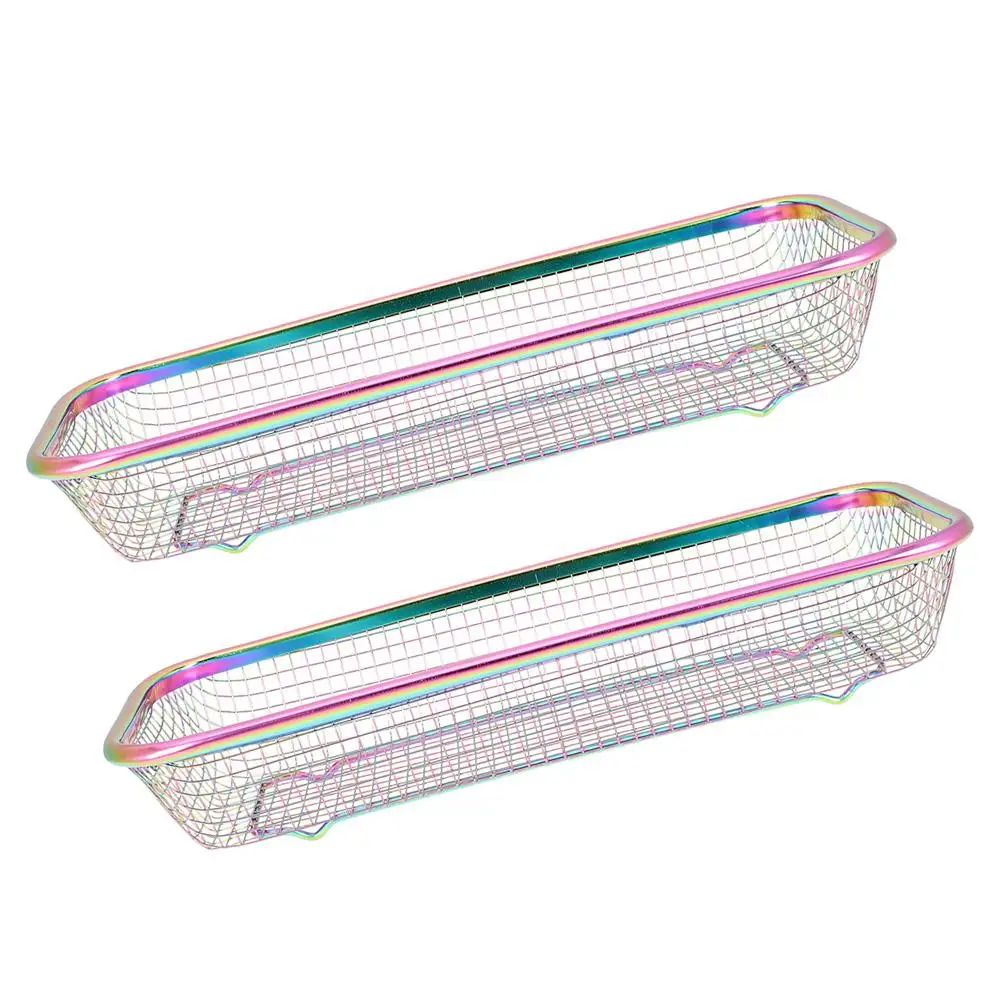 

2 Pcs Stainless Steel Chopsticks Basket Golden 201 Cutlery Cabinet Storage Rack Kitchen Utensil Holder Practical Rectangle