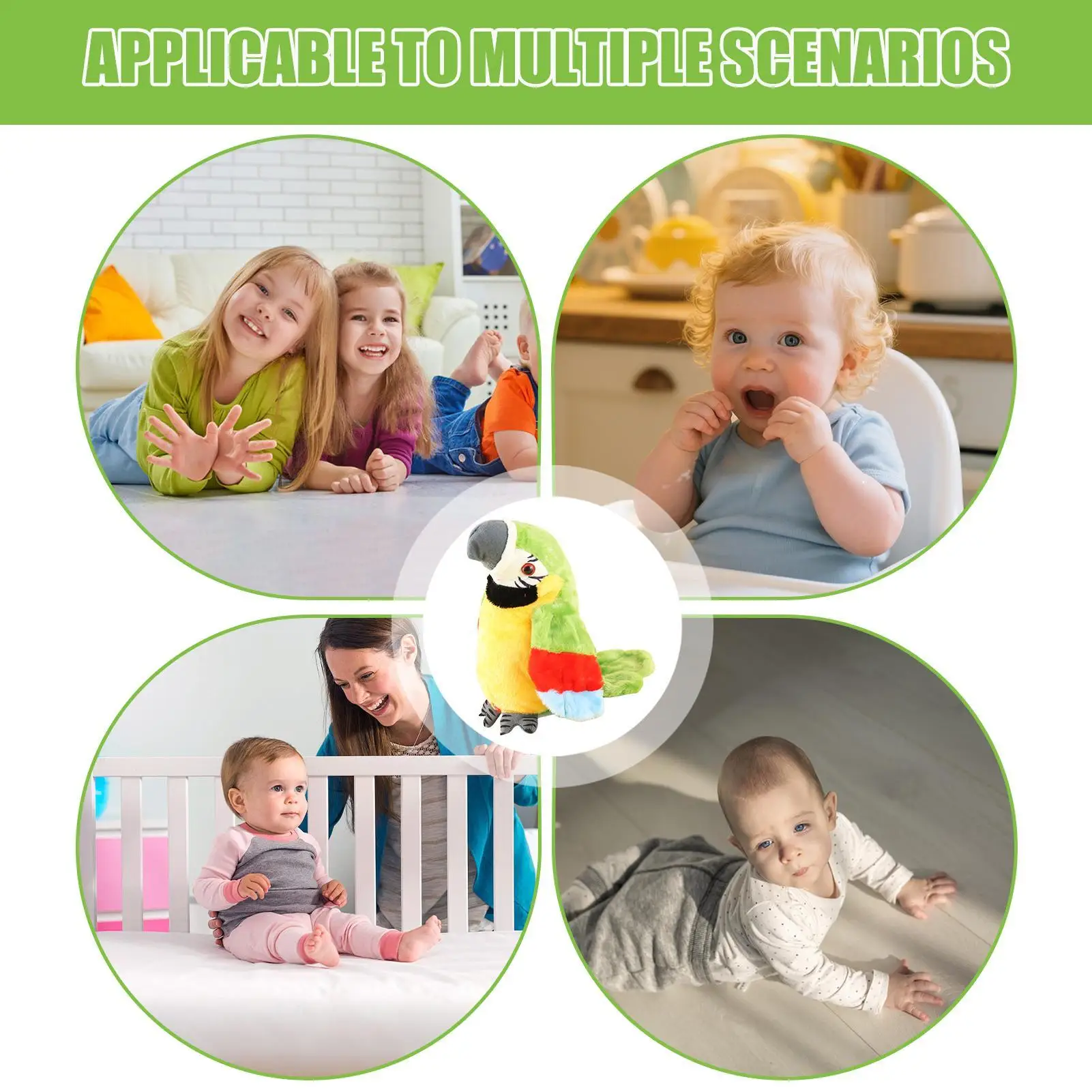 أداة تتحدث على شكل طائر ناطق من القطيفة، لعبة تعليمية على شكل ببغاء Twerking واقعي لتدريب الكلام وأعياد الميلاد والسفر في الهواء الطلق