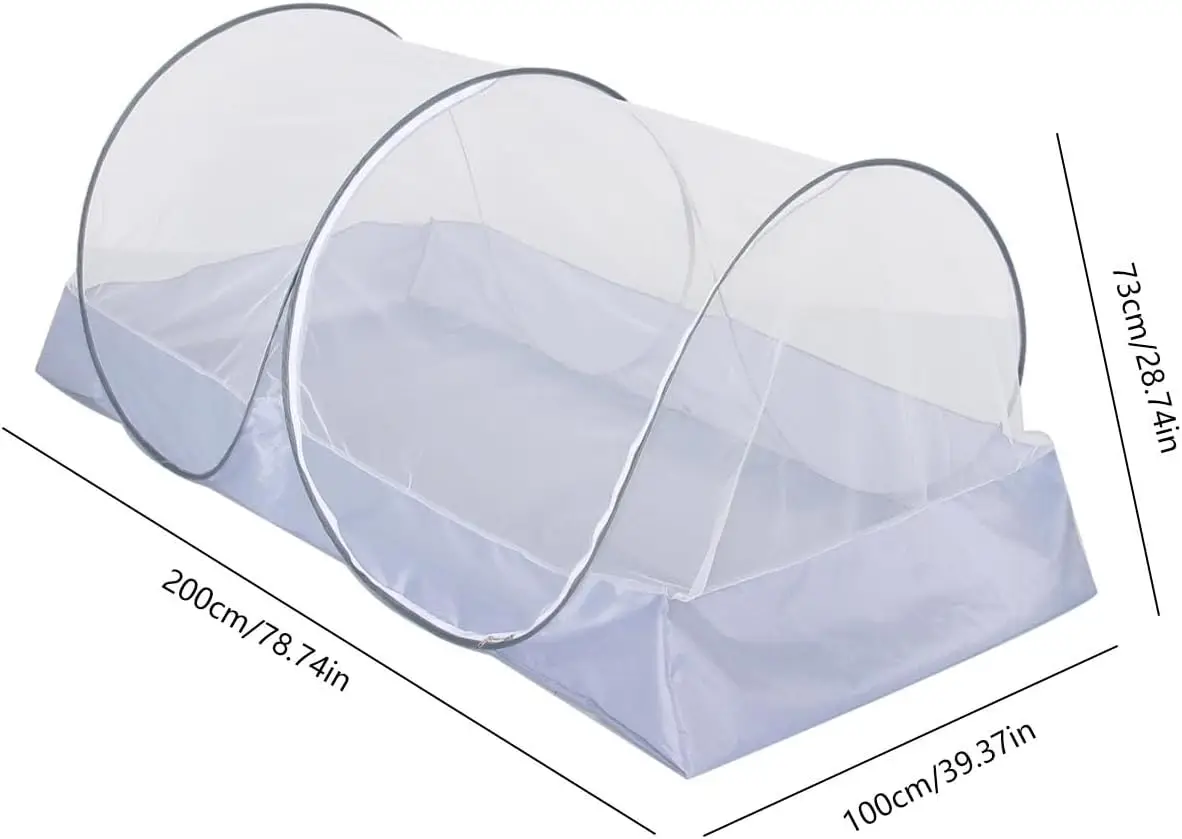 Imagem -02 - Mosquiteiro Dobrável com Zíper Lateral para Cama de Solteiro Pop-up Viagem ao ar Livre