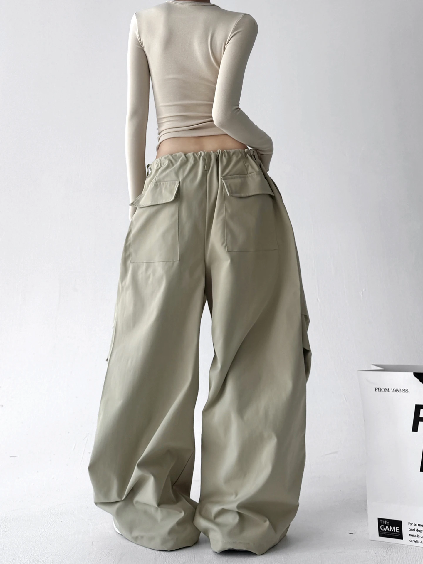 Loose Casual Sle Women's Work Pants Elastic Bend High Waist Wide Leg Comfortable Fit Autumn Faion Trend Straight Cut