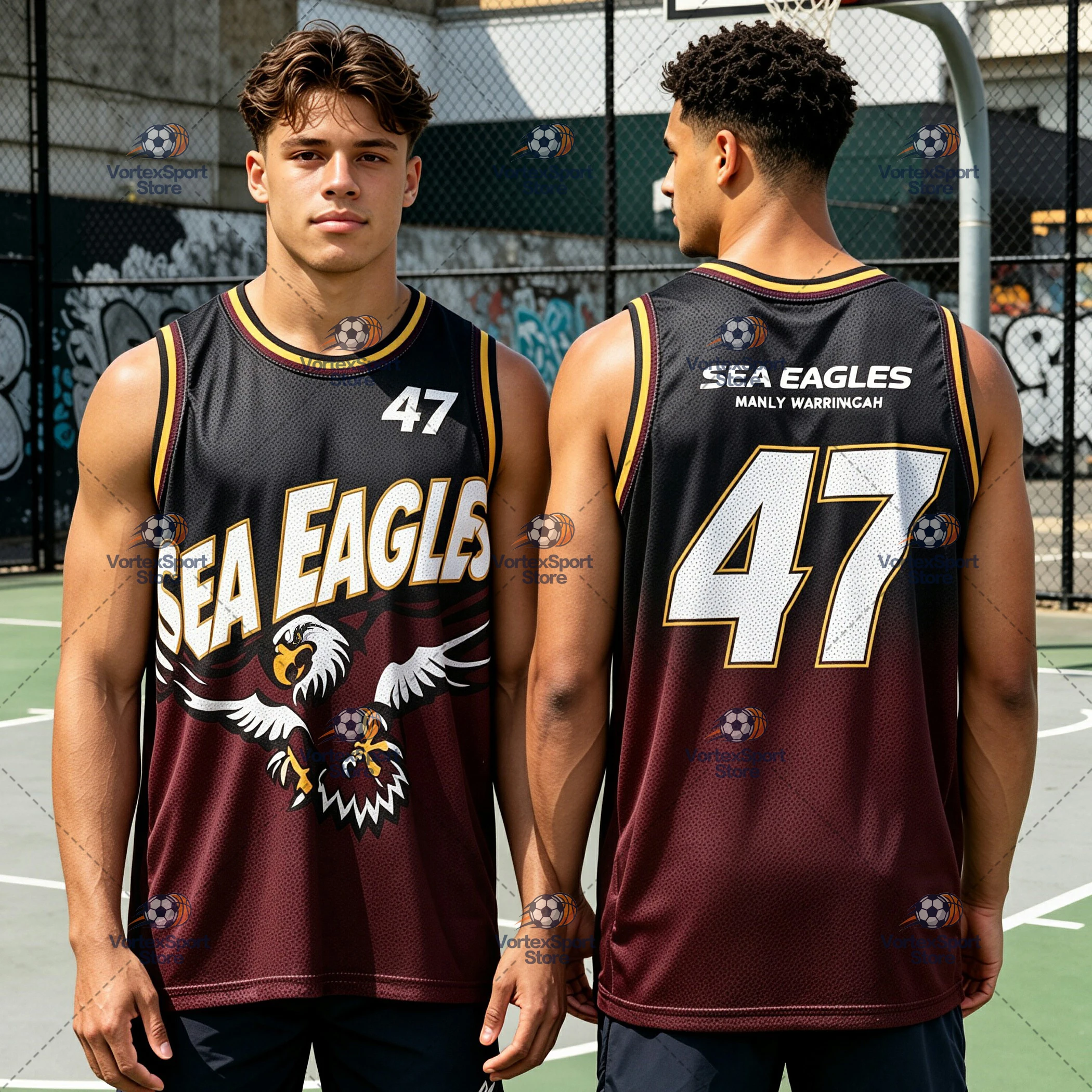 Children's Basketball Sports Vest Sea Eagles Men's Sleeveless Basketball NO.47 Sports Outdoor Tranning Jersey Vest Kids Tees
