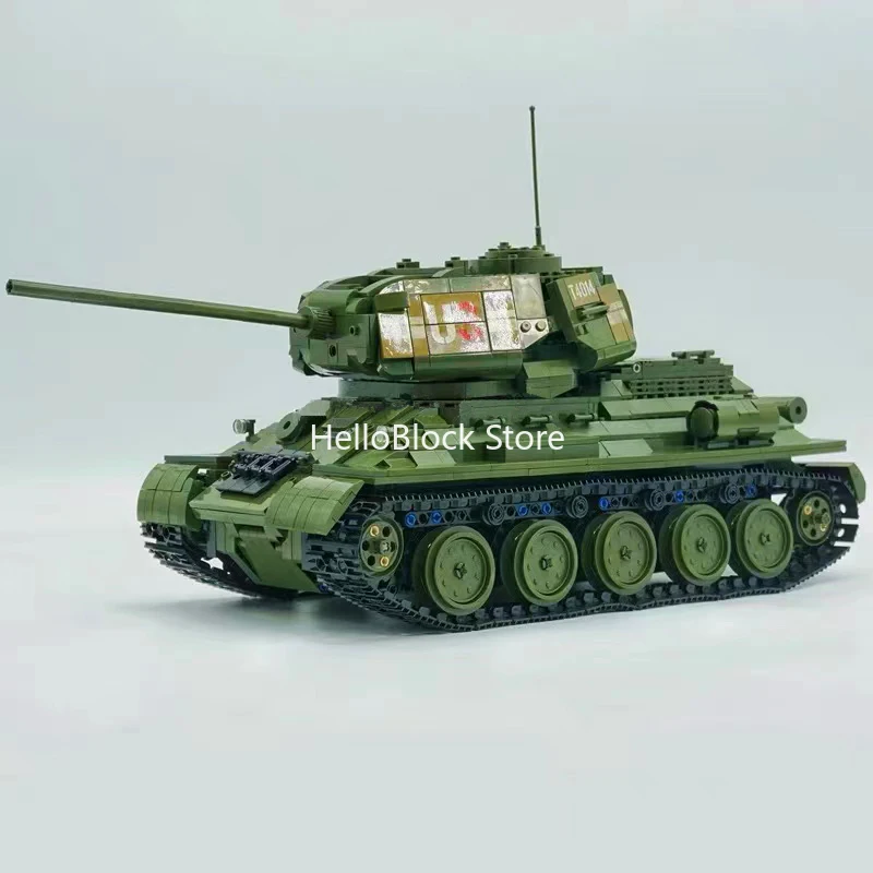 

Military Series RC T34 Battle Tank Building Blocks Army Vehicle Model Bricks City WW2 Soldier Weapon Remote Control Boy Toys MOC