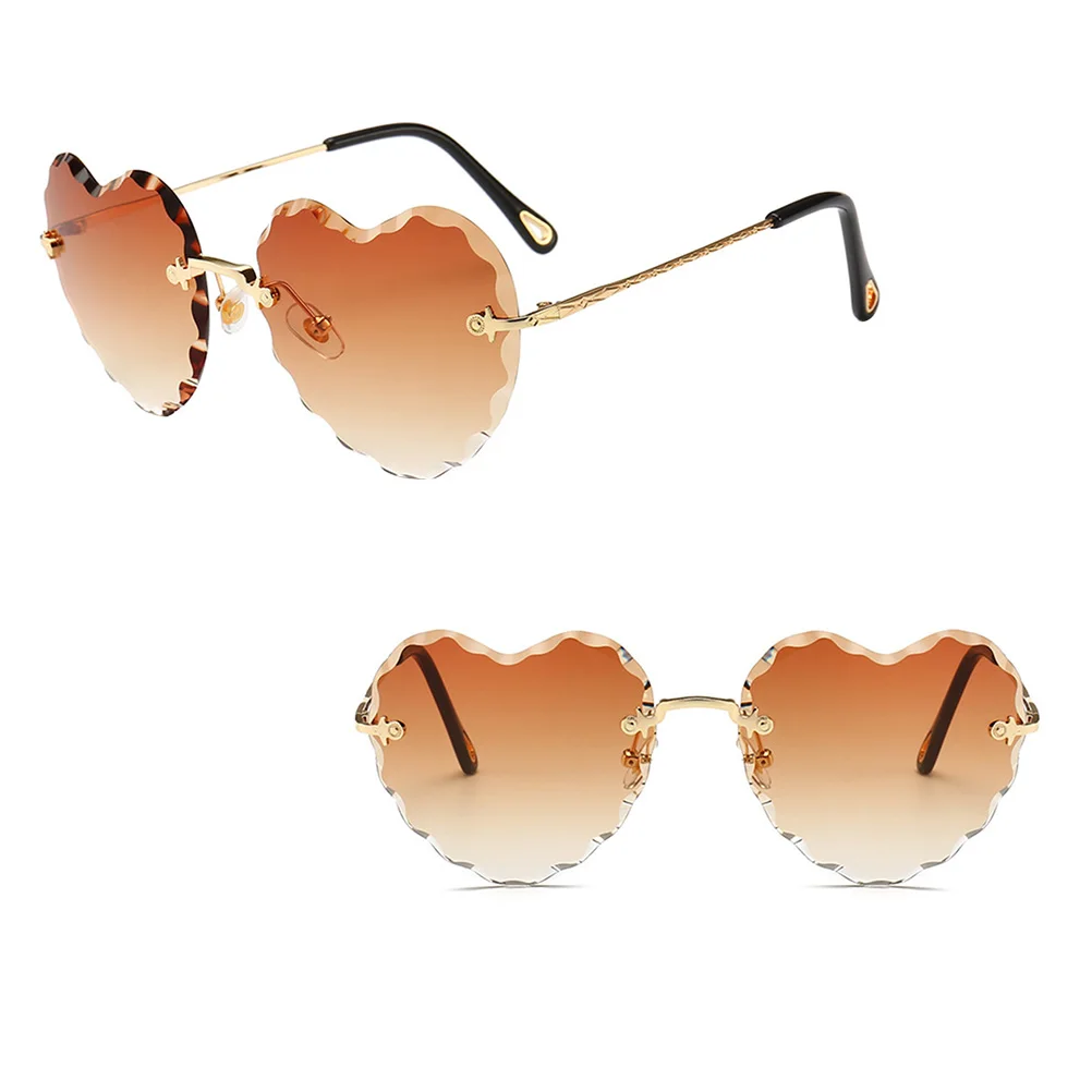 

Rimless Sunglasses Lightweight Durable Fashion Party Glasses Photo Prop Anti UV Heart Shape Dance Wear Year Round