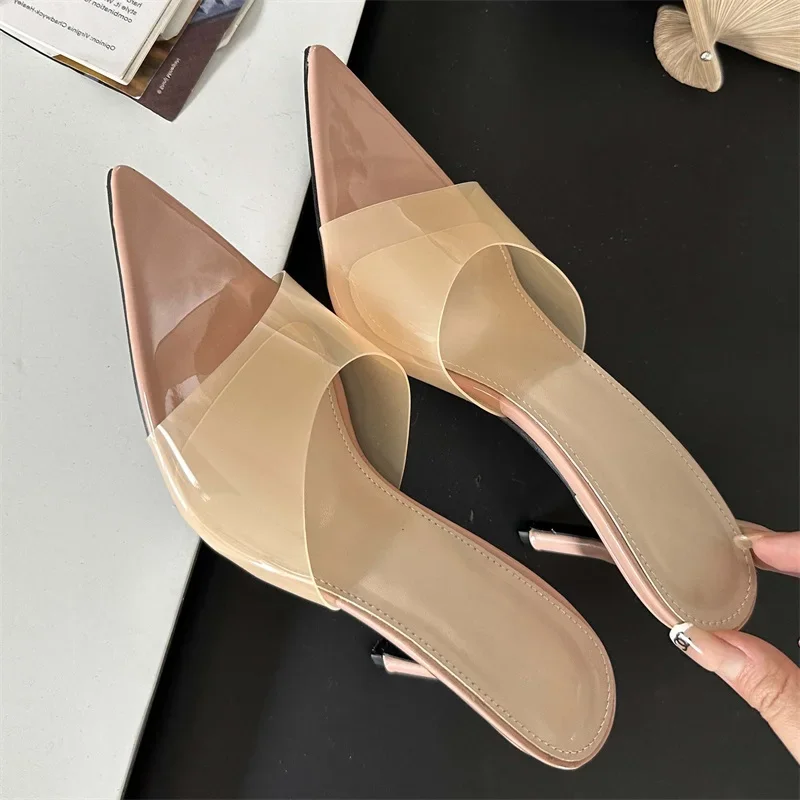 Eilyken New Sexy PVC Transparent Candy Pointed Tow Women Slippers Sandals Fashion Summer Thin Thin Party Slides Shoes