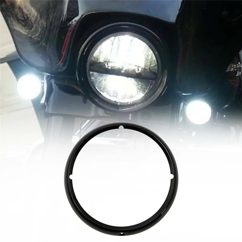 Headlight Bezel Headlight Frame Lamp Cover Lamp Housing Motorcycle Accessories for ,Black