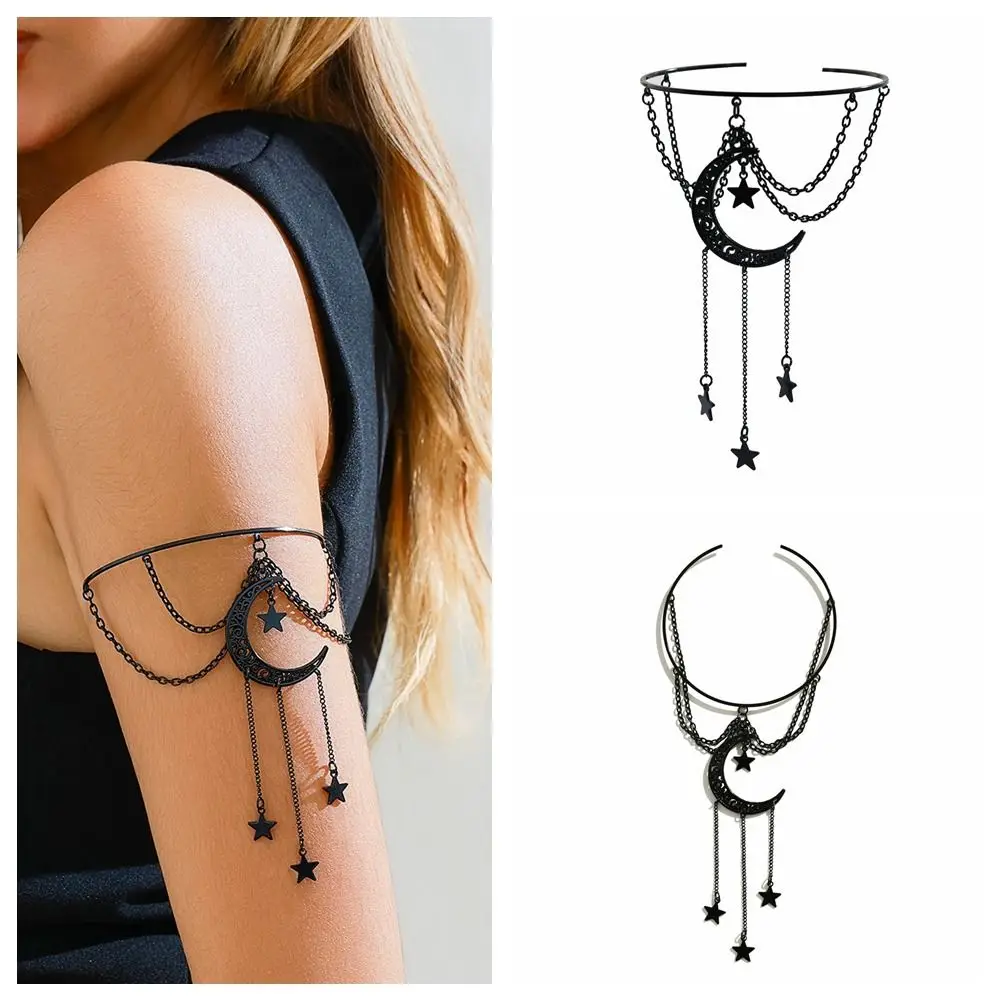 Punk Open Upper Arm Bracelet Fashion Sweet Cool Arm Cuff Bangle Multi-layer Vintage Star Rod Pendant Tassel Upper Arm Bracelet