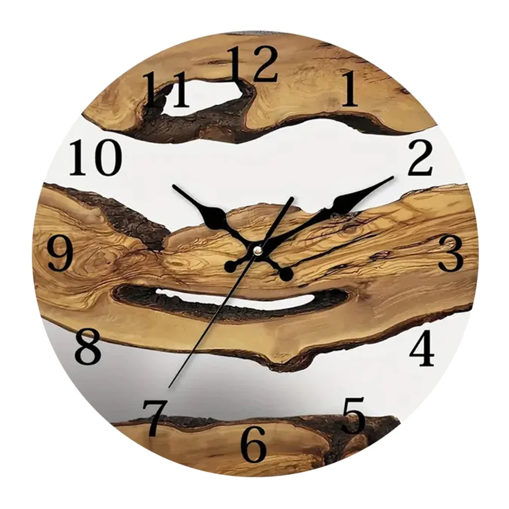 30CM Wooden Silent Wall Clock Wood Grain Vintage Transparent Tempered Glass Xmas Ornament Festival Party Orinament Home Decor