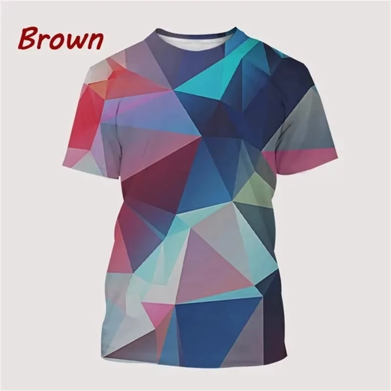 Men's Geometric Graphic Print T-shirt Short-sleeved O-neck Abstract Pattern Tees Tops Casual Mens Oversized Tshirts Ropa Hombre