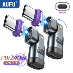 AUFU 240W 마그네틱 USB C 어댑터, 16 핀 USB-C to C타입 고속 충전 케이블, USB C 암 컨버터, 삼성 아이폰 샤오미 맥북용