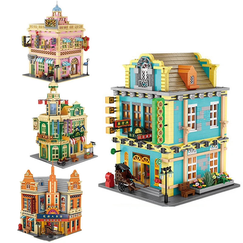 

Idea Republic China City Street View Mini Block CATHAY THEATRE Peace Hotel Ruihe Trading Company Bar Building Brick Toys Gifts