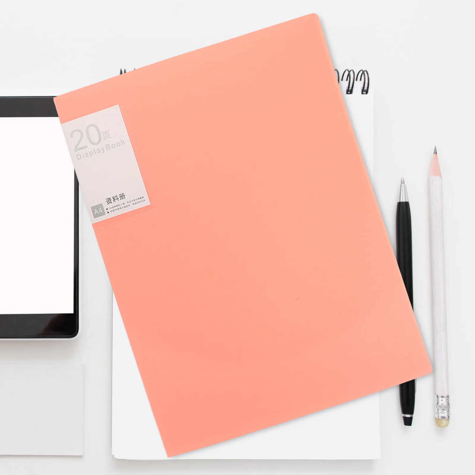 

Folder Insert Pink A4 Folder 20 Pages Wear-Resistant Plastic for Classroom Homework Assignments Office Filing Information