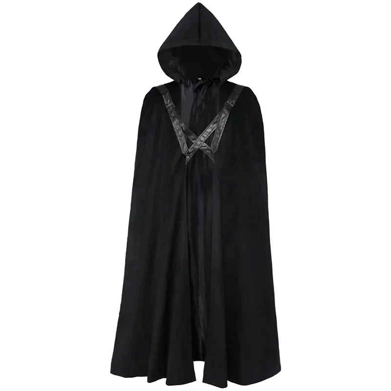 

Men Victorian Steampunk Gothic Cape Medieval Hooded Robe Cloak Coat Costume Cosplay Gothtc Halloween Carnival Stage Fancy Outfit