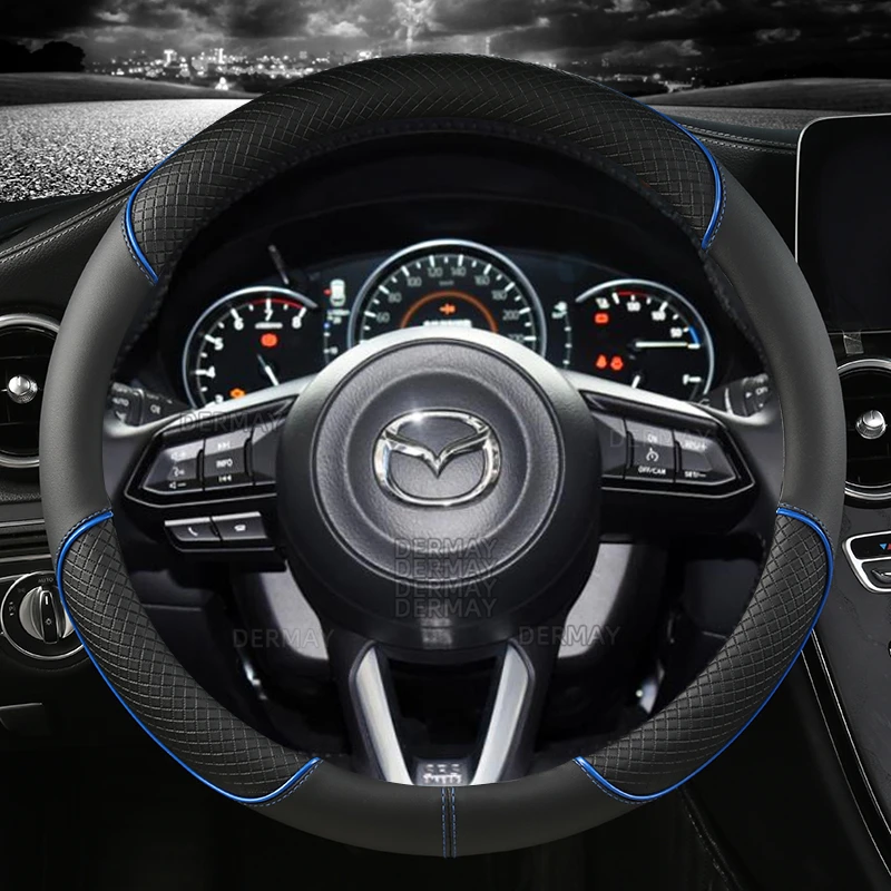 PU Leather DERMAY Car Steering Wheel Cover for CX5 CX4 CX3 CX7 CX30 CX-50 CX-60 CX-70 CX90 Auto Accessories Fast Shipping