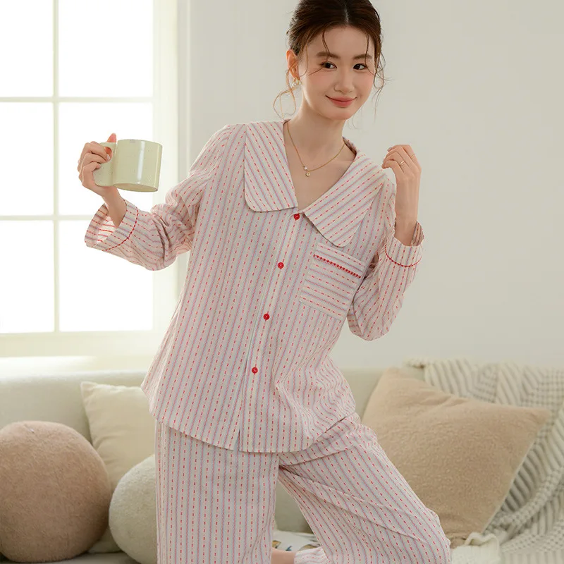 Conjunto de pijamas para mujer, pijamas cálidos de invierno para mujer, ropa navideña a la moda para el hogar, pijamas, conjunto de pijama lindo y suave dulce