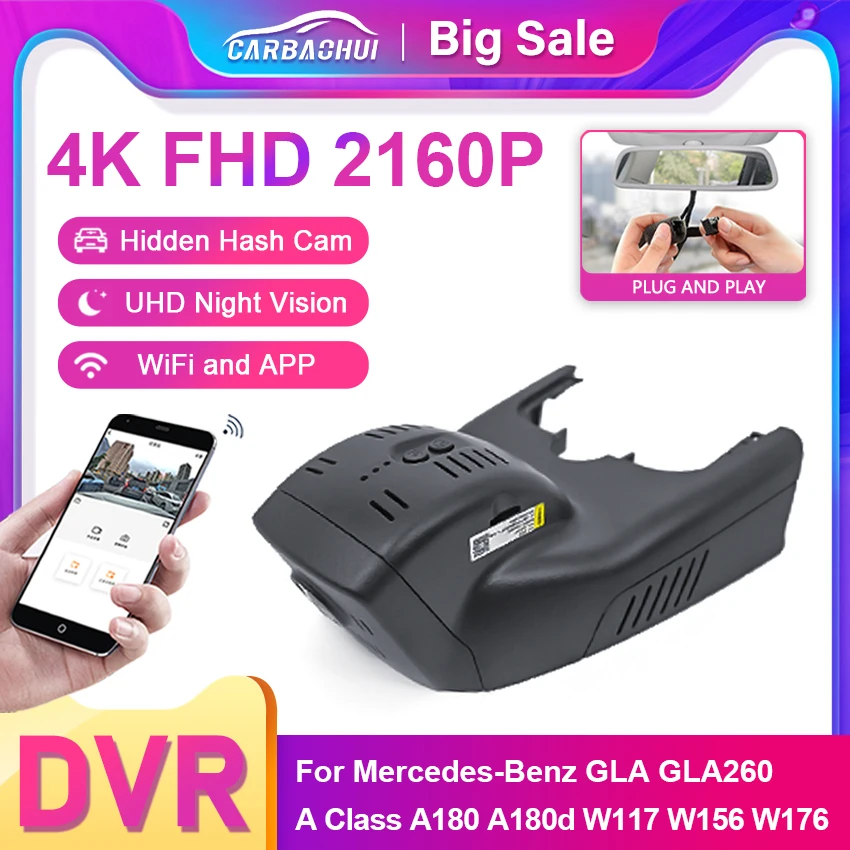 

New 4K Plug and Play Car DVR Wifi Video Recorder Dash Cam Camera For Mercedes Benz GLA GLA260 A Class A180 A180D W117 W156 W176