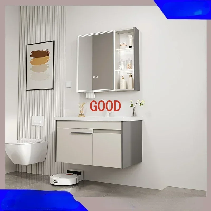 Bathroom Cabinets Modern Bathroom Vanity with Ceramic Sink Combination Smart Mirror Cabinet Lacquered Luxury Bathroom Furniture