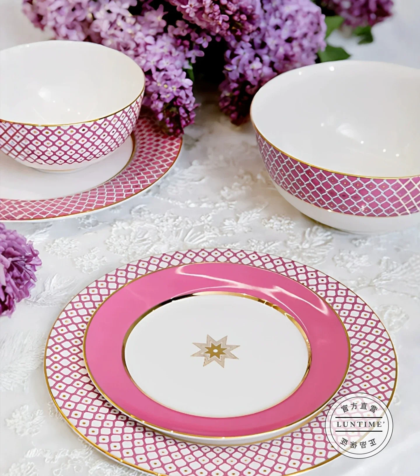 

CL life, contrasting color bone china plate, daily dining, retro light luxury tableware set, western food plate