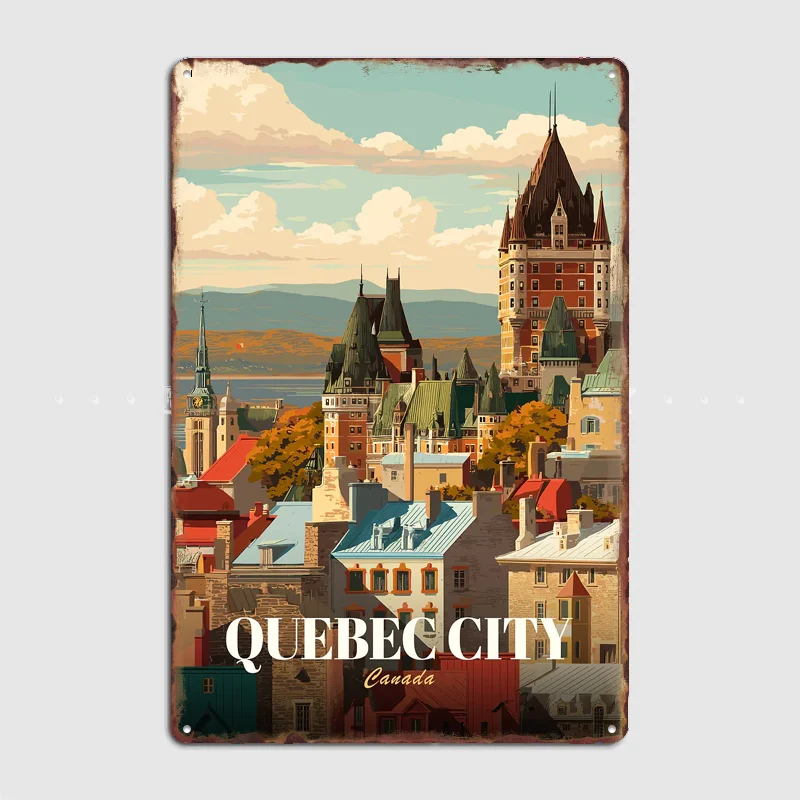 Quebec City Vintage Travel Poster Metal Sign Life Wall Custom Bedroom Indoor Home Wall Decor Posters Room Decoration
