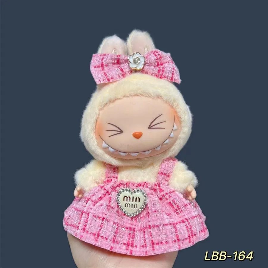 17cm Labubu Figure Clothes Kawaii Set -  DIY Skirt Outfit, Handmade Style Plush Toy Fashion
