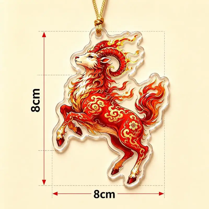 2D Acrylic Goat Hanging Ornament Lunar New Year Keepsake Scratch Resistant for Home Wall Window Decor