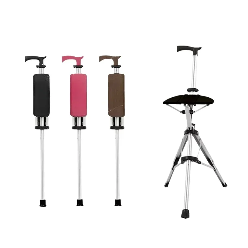Portable aluminum alloy elderly cane chair folding with seat cane, convenient, practical and durable