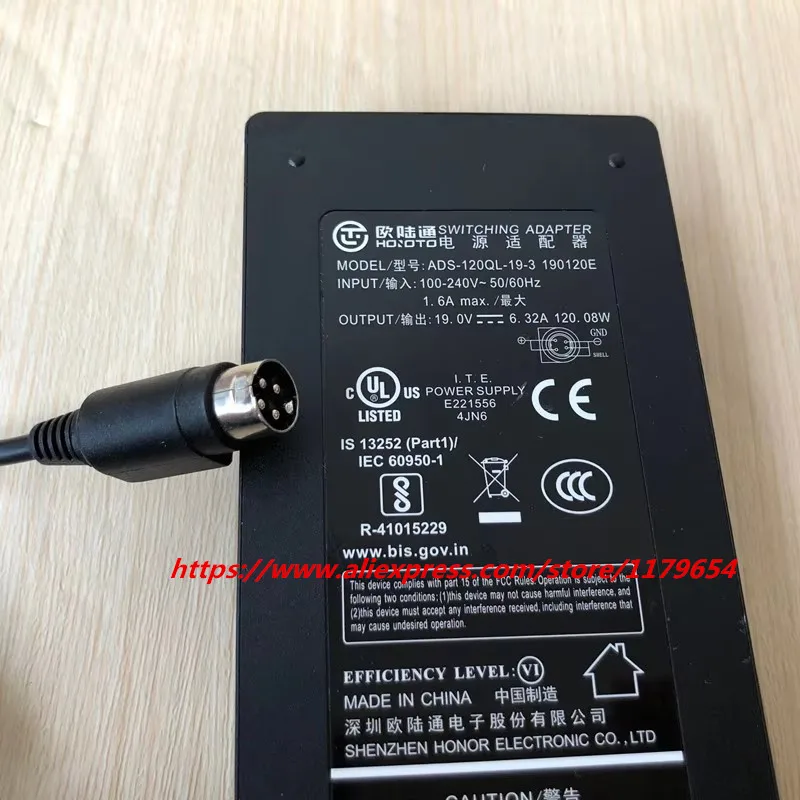 Genuine HOIOTO 19V 6.32A 120.08W 4-PIN AC DC Switching Power Adapter For Hikvision Power Supply Charger ADS-120QL-19-3 190120E