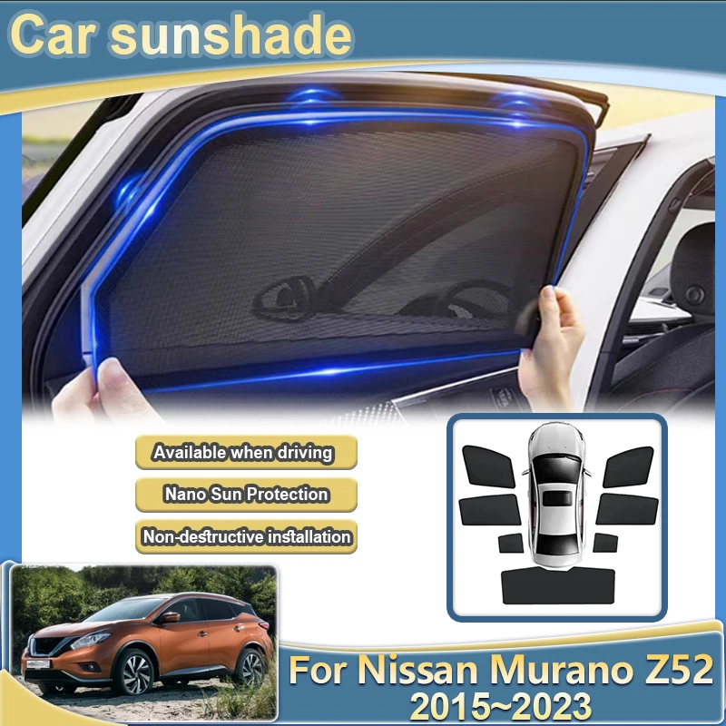 

Car Mesh Sun Shade For Nissan Murano Z52 MK3 2015~2023 2020 2018 UV Blocking Sunshade Light blocking Curtains Privacy Auto Parts