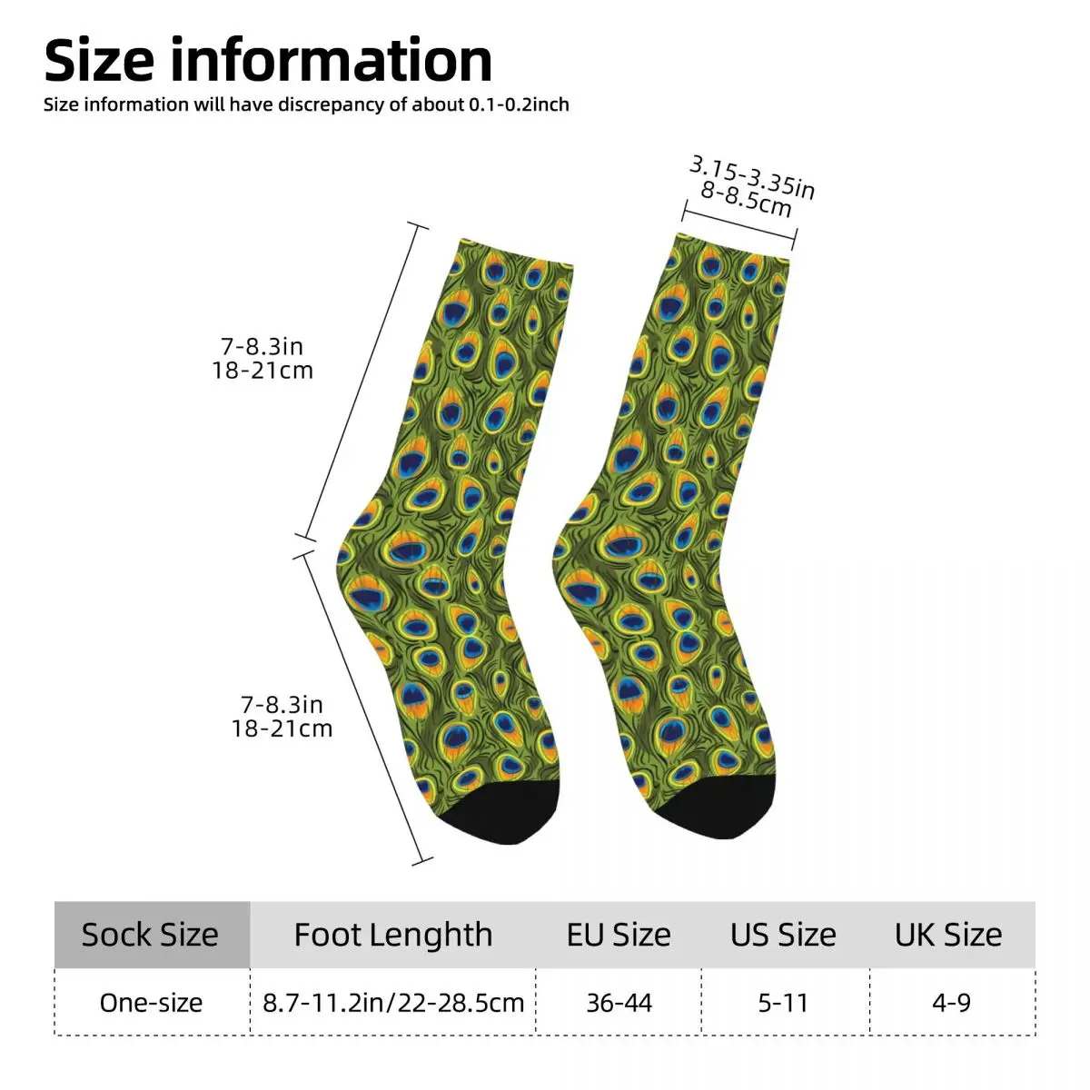 Peacock Feathers Socks Animal Print Harajuku Stockings Winter Anti Skid Girls Socks Breathable Graphic Outdoor Sports Socks