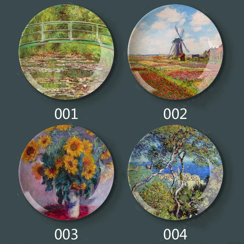 

Impressionist Oscar-Claude Monet Decorative Porcelain Plate Oil Painting Decorative Ceramic Dishes Wall Hanging Craft Plate