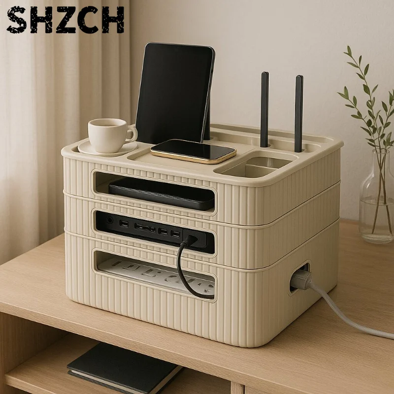 WiFi Router Storage Box TV Set-Top Box Holder Home Office Living Room Cable Organizer Modem Socket Storage Rack