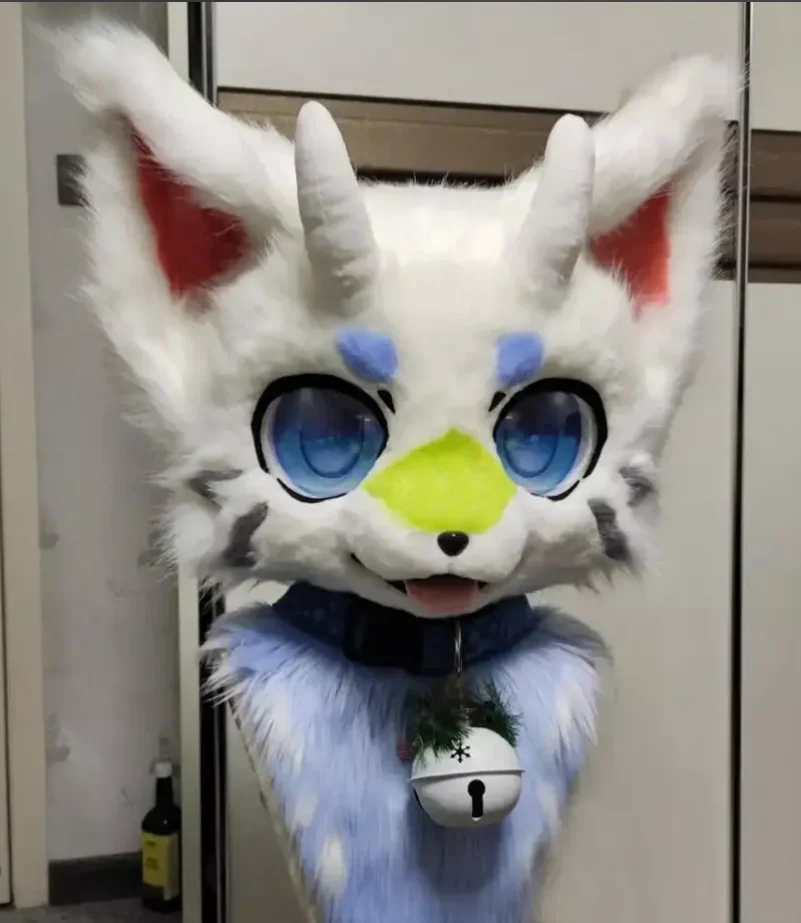 Fursuit pluszowy kostium maskotka Husky dla dorosłych dzieci noszą nakrycie głowy, aby przebranie lisa Cosplay na Halloween