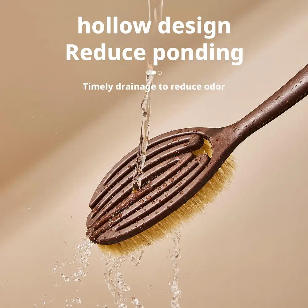 Brosse corporelle à poils naturels, brosse à récurer le dos pour douche, poils souples, manche long pour le brossage sec, l'exfoliation et les soins de la peau