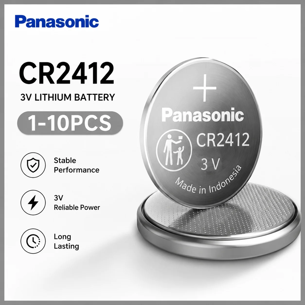 #1-10pcs Panasonic CR2412 3V Bateria CR2412 2412 Coin Cell Lithium Battery For Car Key Bttery