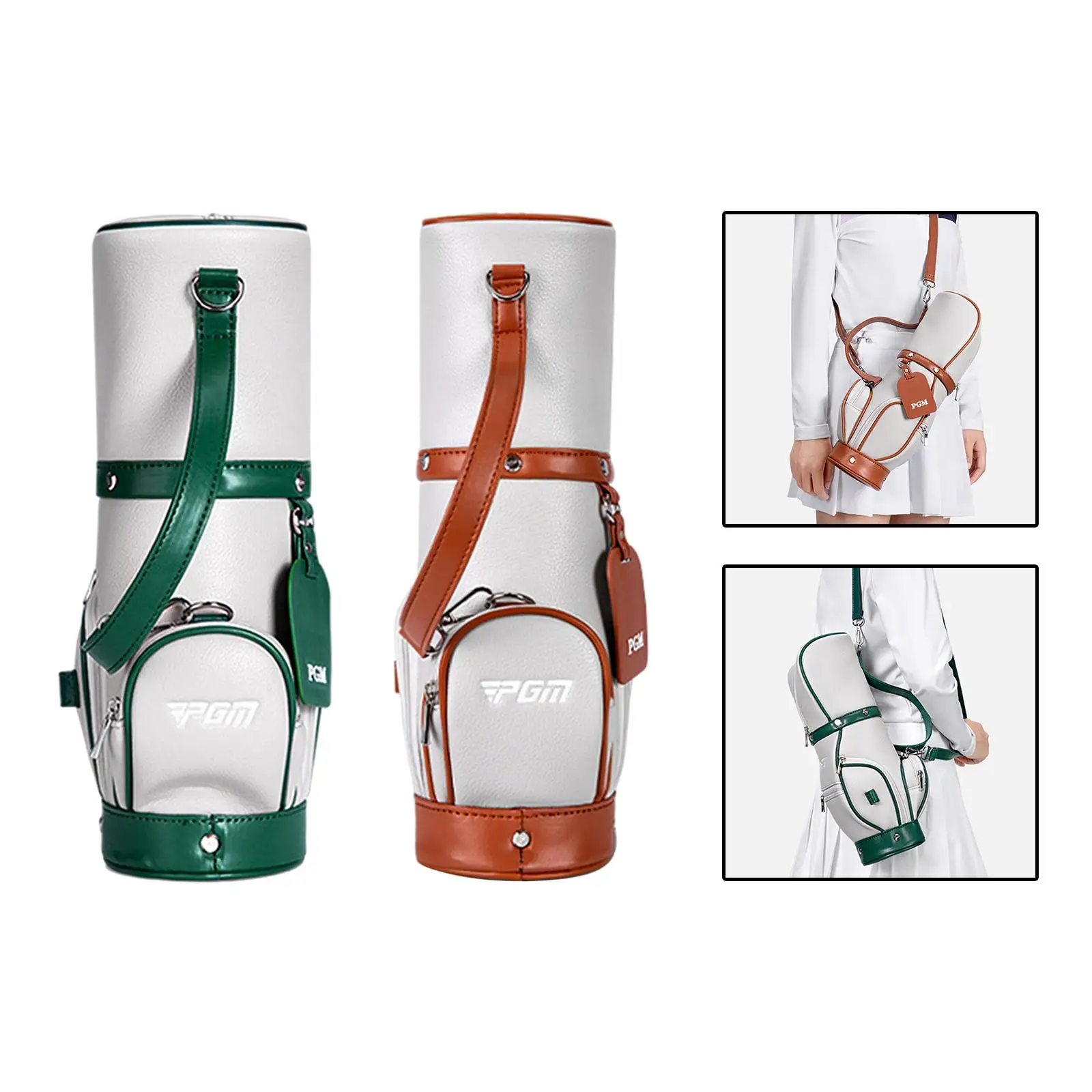 Golf Bag Golf Crossbody Ball Bag PU Golf Tee Holder for Golf Player Women Ladies Driving Range Course Outdoor Sports Accessories